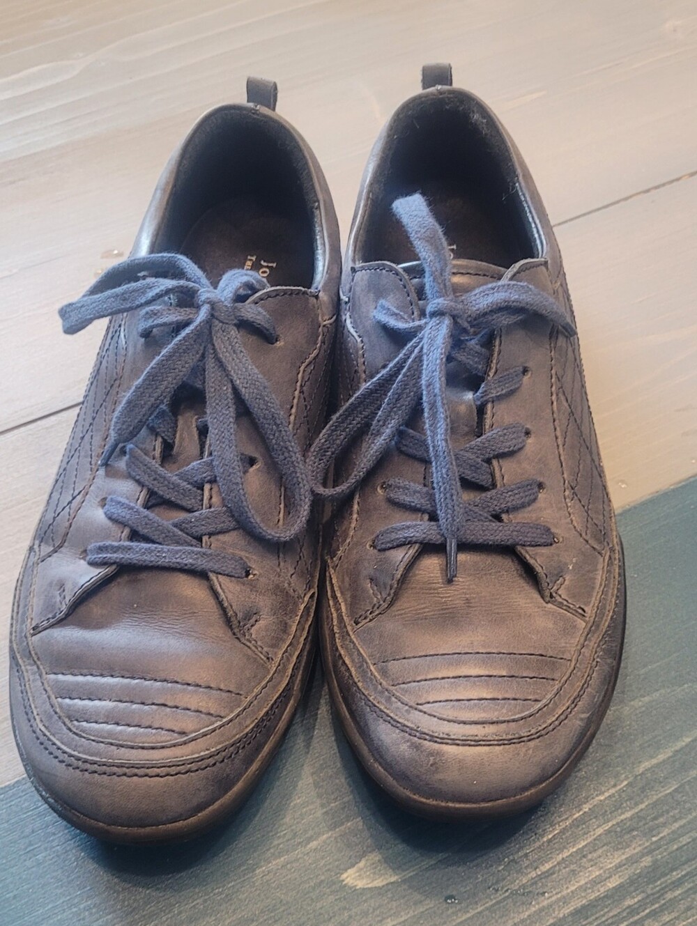 Grey Leather Josef Seibel Runners With Navy Laces